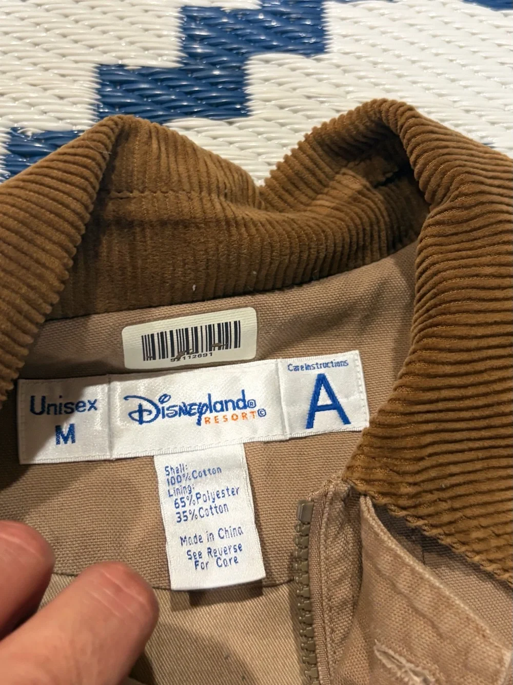 Vintage Disneyland Resort Coat Jacket Corduroy Collar Size M